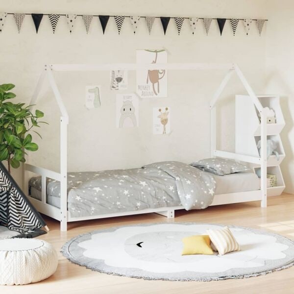 vidaXL Sängram för barnsäng vit 80x200 cm massiv furu Vit