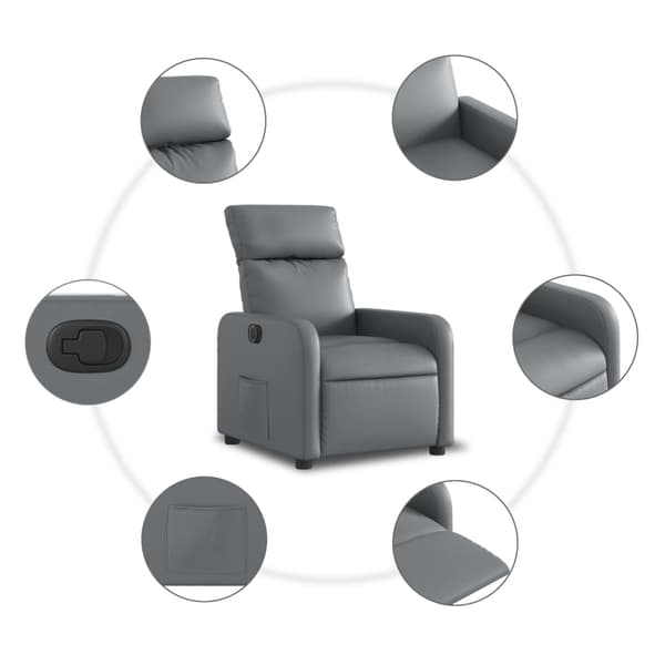 vidaXL Elektrisk reclinerfåtölj grå konstläder Grå
