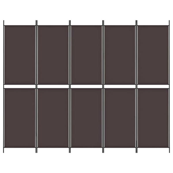 vidaXL Rumsavdelare 5 paneler brun 250x200 cm tyg Brun