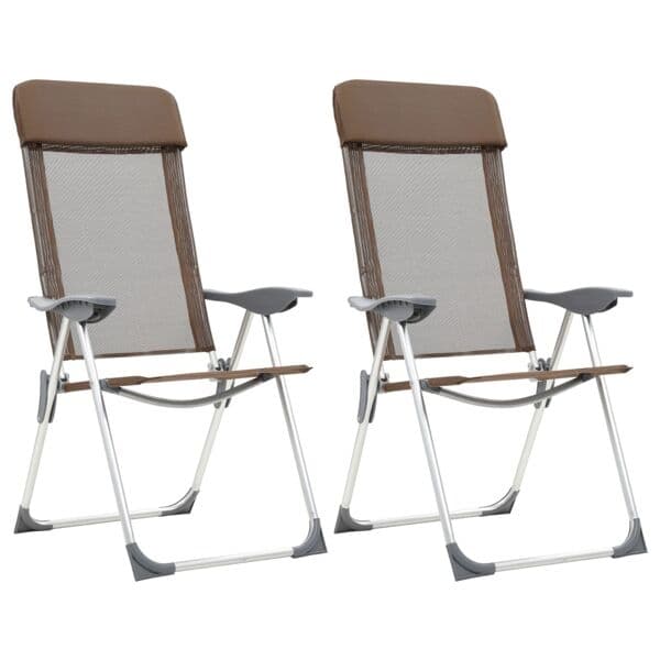 vidaXL Hopfällbara campingstolar 2 st aluminium brun Brun