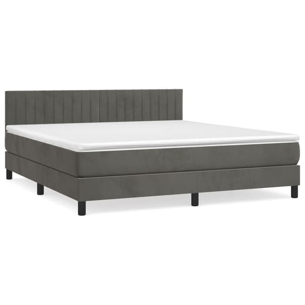 vidaXL Ramsäng med madrass mörkgrå 160x200 cm sammet Grå