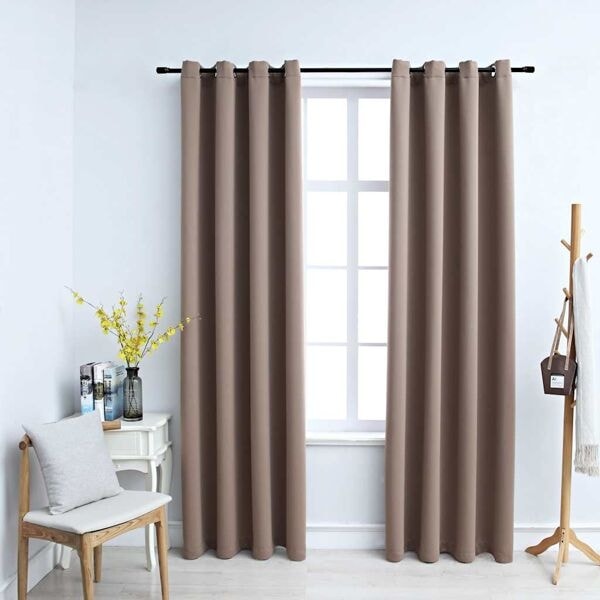 vidaXL Mörkläggningsgardiner med metallringar 2 st taupe 140x175 cm Taupe
