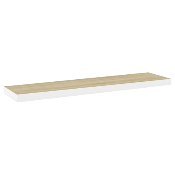 vidaXL Svävande vägghyllor 2 st ek och vit 120x23,5x3,8 cm MDF Brun