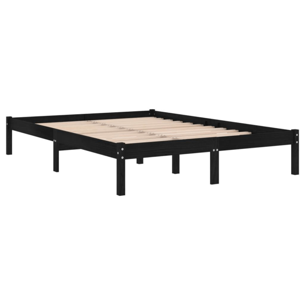 vidaXL Sängram svart massivt trä 120x190 cm Svart
