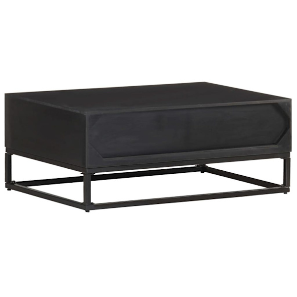 vidaXL Soffbord 90x60x35 cm massivt mangoträ Svart