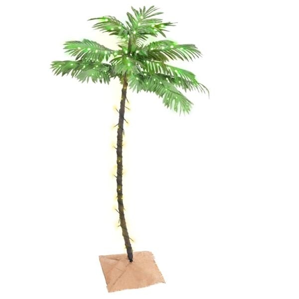 vidaXL Palmträd med LED varmvit 88 LEDs 150 cm Vit