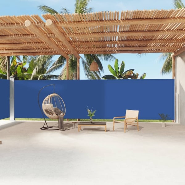 vidaXL Infällbar sidomarkis 200x1200 cm blå Blå
