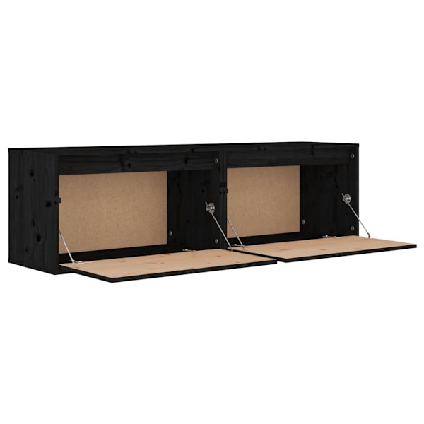 vidaXL Väggskåp 2 st svart 60x30x35 cm massiv furu Svart