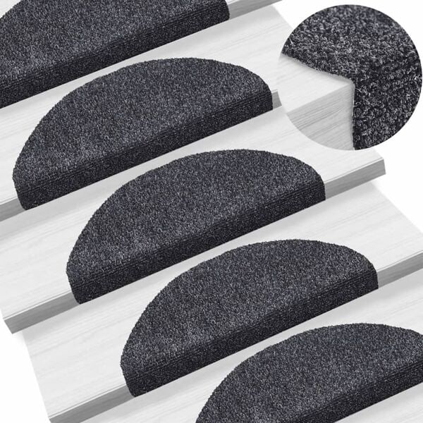 vidaXL Trappstegsmattor självhäftande 10 st mörkgrå 65x21x4 cm brodyr grå
