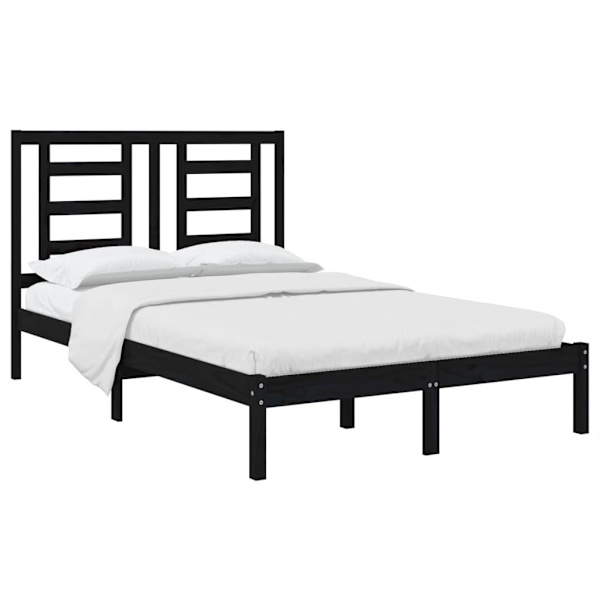 vidaXL Sängram svart massiv furu 120x200 cm Svart