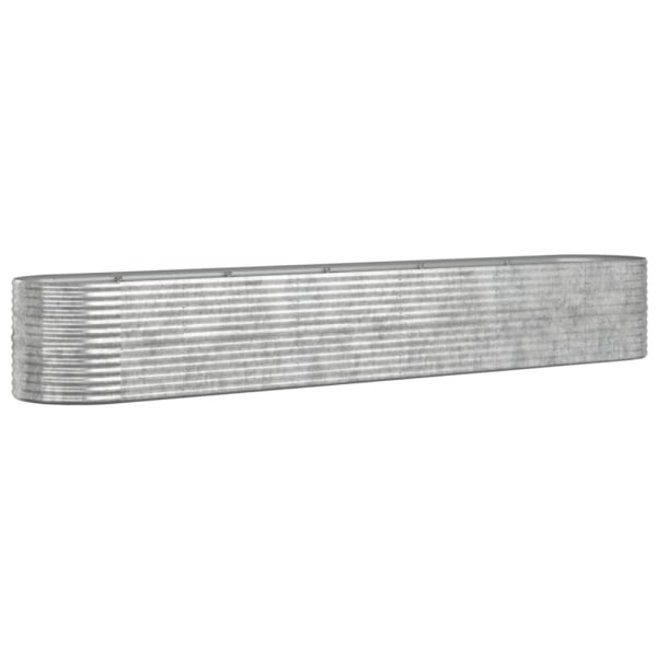vidaXL Odlingslåda pulverlackerat stål 440x80x68 cm silver Silver