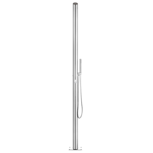 vidaXL Trädgårdsdusch med brunt golv 225 cm rostfritt stål Brun