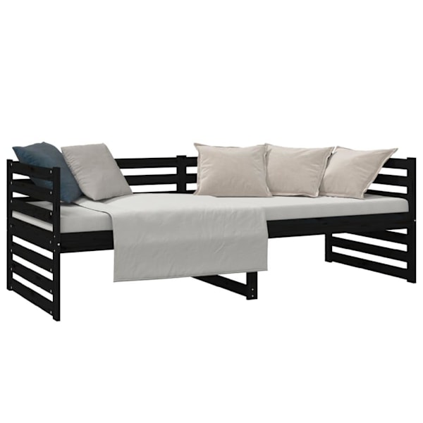vidaXL Dagbädd svart 80x200 cm massiv furu Svart