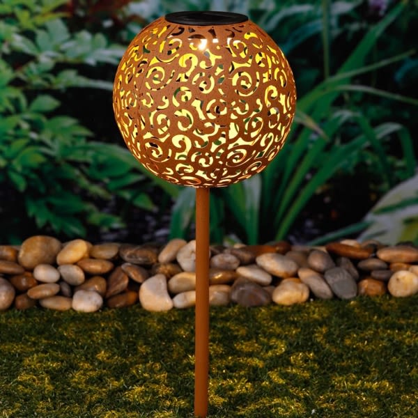 HI Soldriven trädgårdslampa med LED 18 cm metall brun Brun