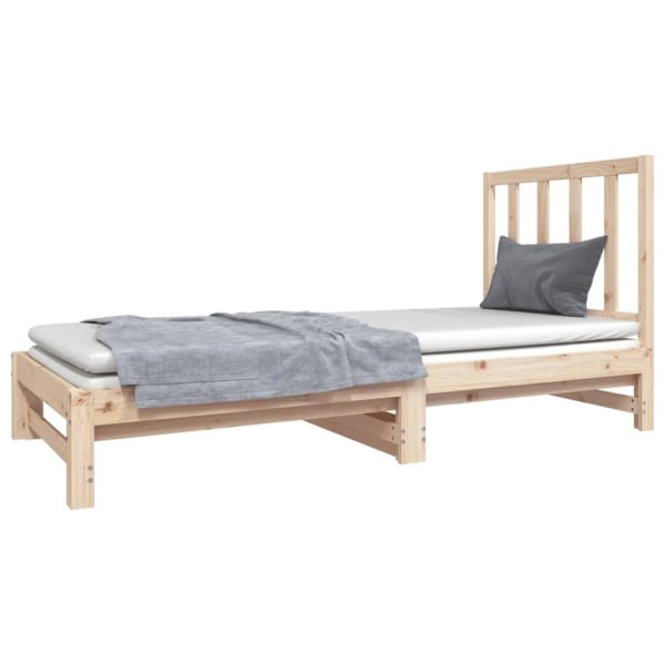 vidaXL Utdragbar dagbädd 2x(90x190) cm massiv furu Brun