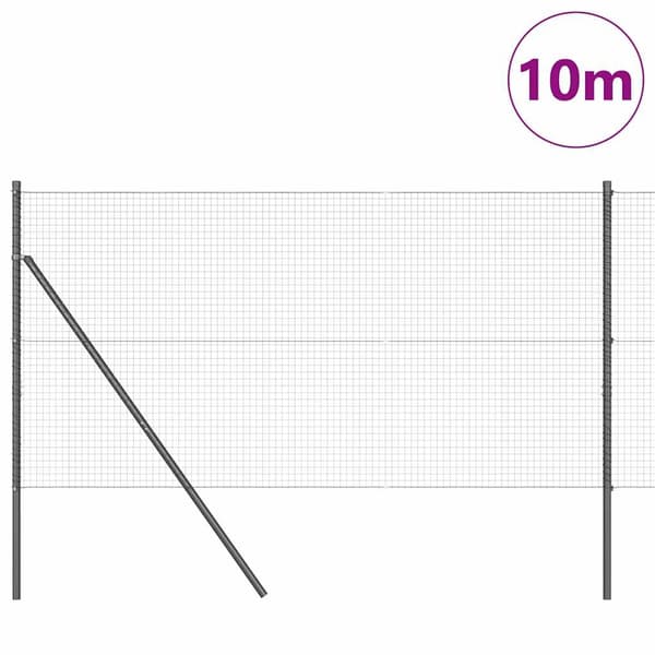 vidaXL Utomhus Svetsat Trådstängsel Markfäste 10 x 1 m Grå Mesh Grå