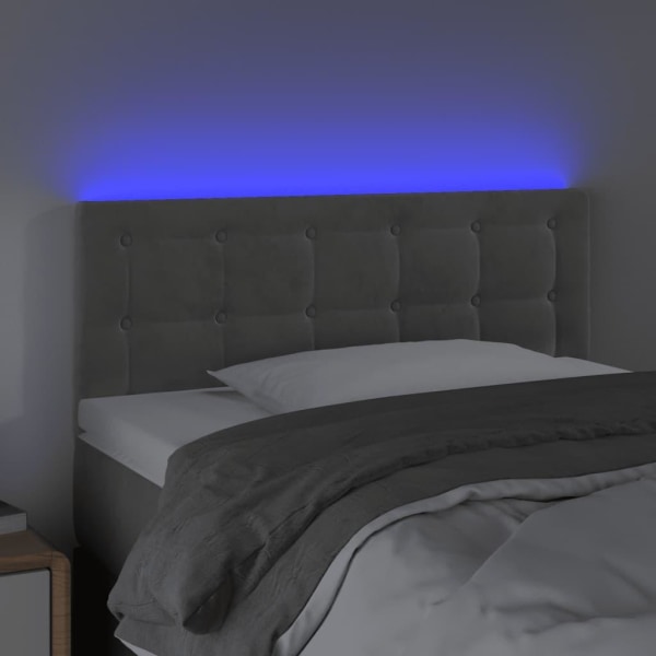 vidaXL Sänggavel LED ljusgrå 90x5x78/88 cm sammet Grå