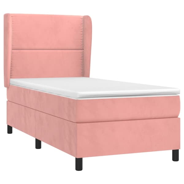 vidaXL Ramsäng med madrass rosa 90x190 cm sammet Rosa