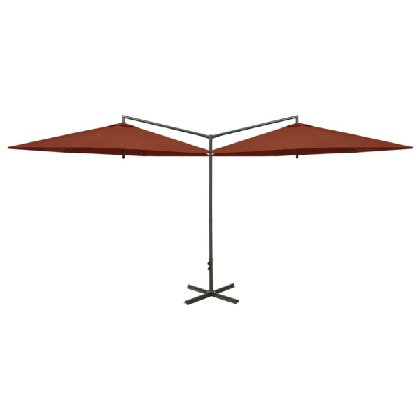 vidaXL Dubbelt parasoll med stålstång terrakotta 600 cm Brun