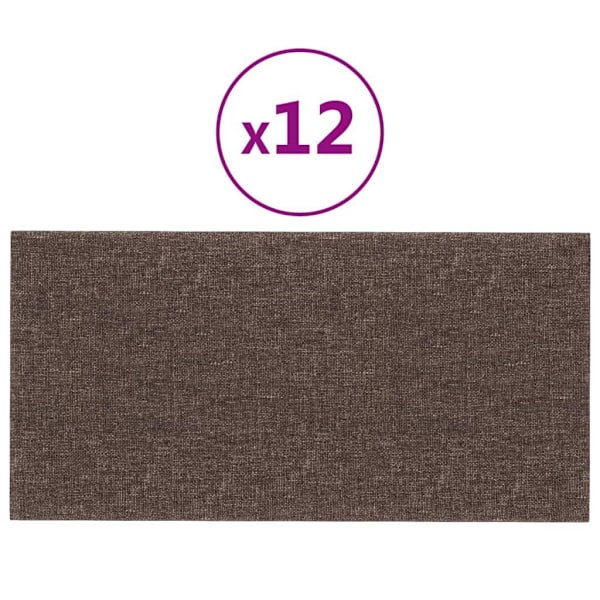 vidaXL Väggpaneler 12 st taupe 30x15 cm tyg 0,54 m² Taupe