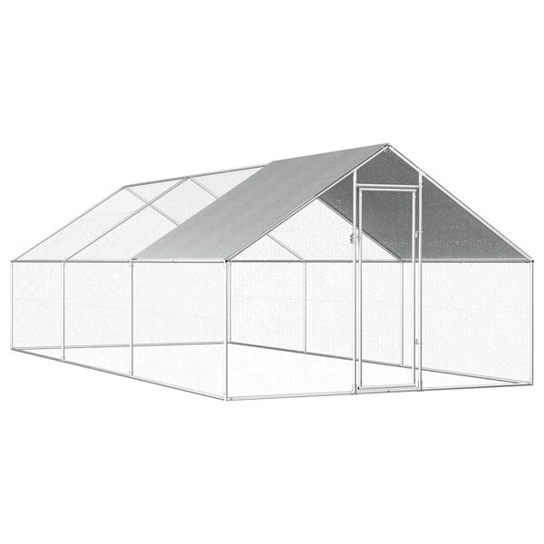 vidaXL Hönsbur för utomhusbruk 2,75x6x1,92 m galvaniserat stål Silver