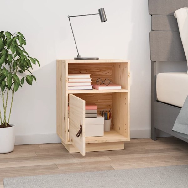 vidaXL Sängbord 40x34x55 cm massiv furu Brun