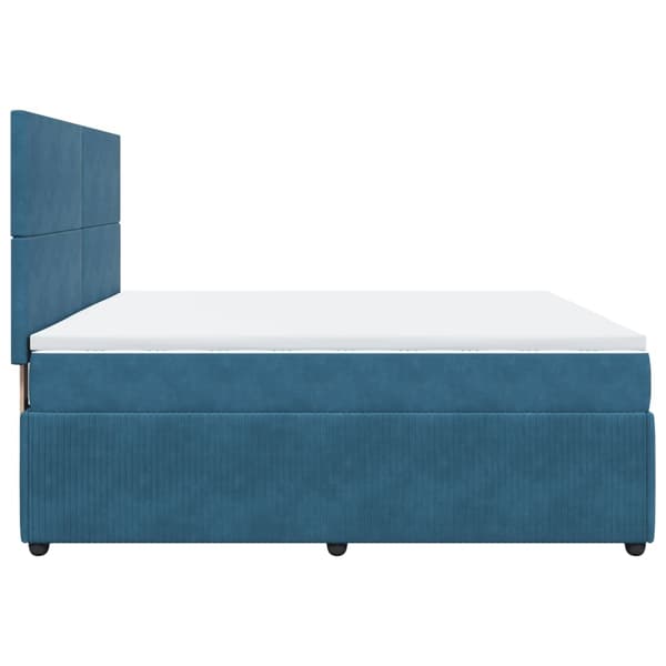 vidaXL Ramsäng med madrass mörkblå 180x200 cm sammet Blå