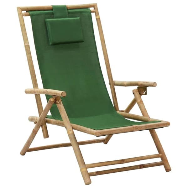 vidaXL Fällbar fåtölj grön bambu och tyg Grön