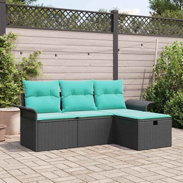 vidaXL Trädgårdsoffset 4 st Poly rattan Brun