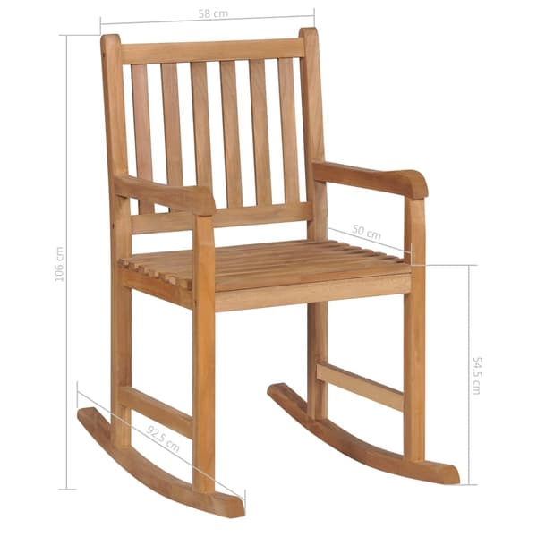 vidaXL Gungstol med grårutig dyna massiv teak Brun