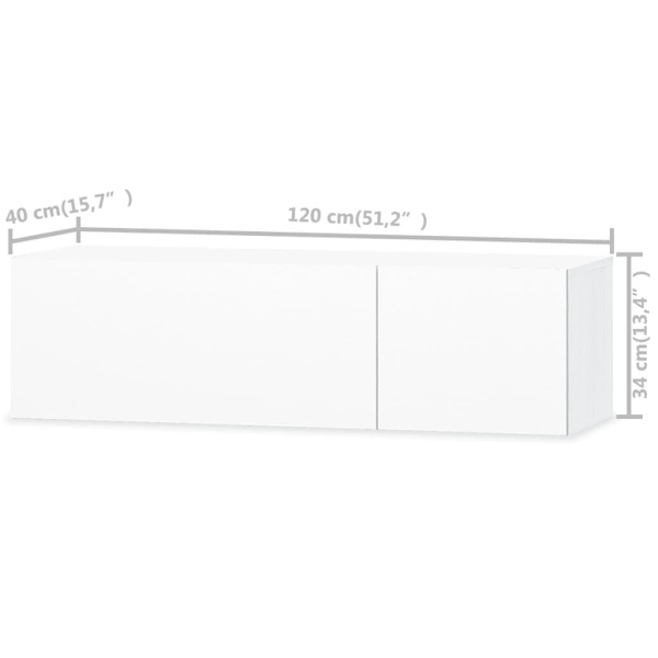 vidaXL TV-möbel spånskiva 120x40x34 cm vit högglans Vit