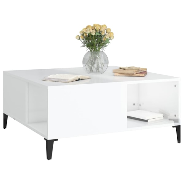 vidaXL Soffbord vit högglans 80x80x36,5 cm konstruerat trä Vit