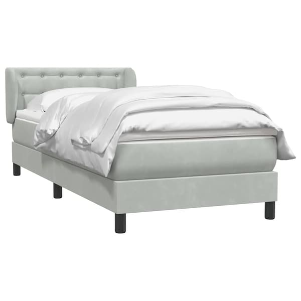 vidaXL Ramsäng med madrass ljusgrå 90x210 cm sammet Grå