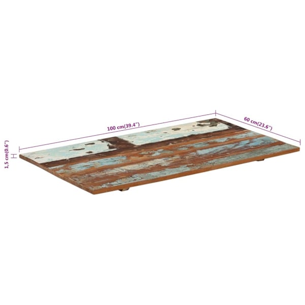 vidaXL Rektangulär bordsskiva 60x100cm 15-16mm massivt återvunnet trä multifärg