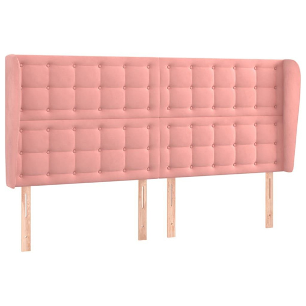 vidaXL Sänggavel med kanter rosa 183x23x118/128 cm sammet Rosa