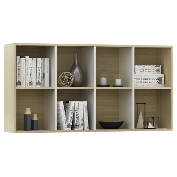 vidaXL Bokhylla/skänk vit och sonoma-ek 66x30x130 cm konstruerat trä multifärg