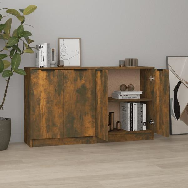 vidaXL Skänkar 2 st rökfärgad ek 60x30x70 cm konstruerat trä Brun