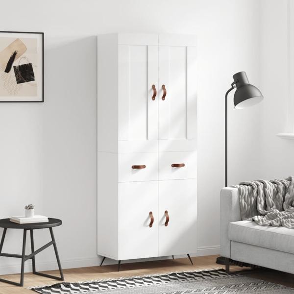 vidaXL Högskåp högglans vit 69,5x34x180 cm konstruerat trä Vit
