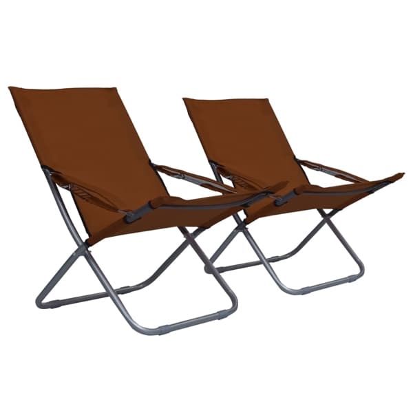 vidaXL Hopfällbara strandstolar 2 st tyg brun Brun
