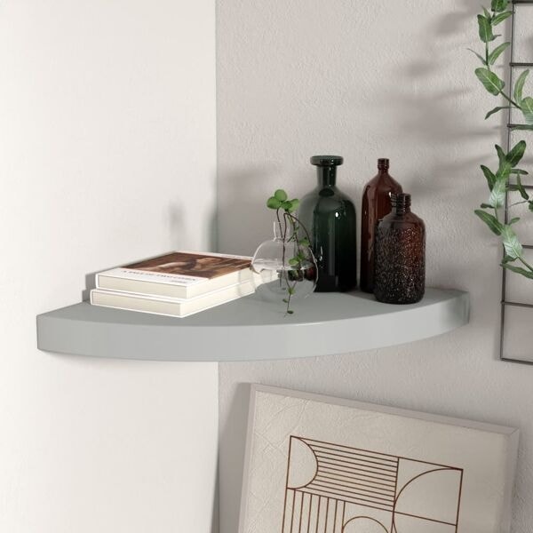 vidaXL Svävande hörnhylla grå 35x35x3,8 cm MDF grå
