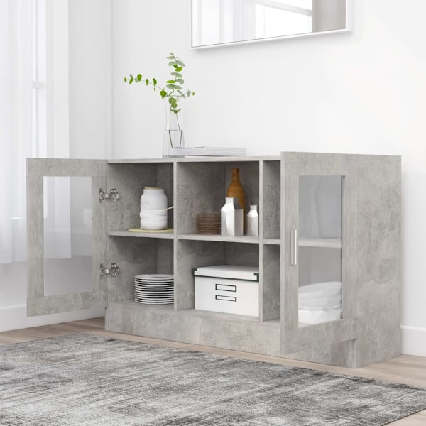 vidaXL Vitrinskåp betonggrå 120x30,5x70 cm konstruerat trä grå