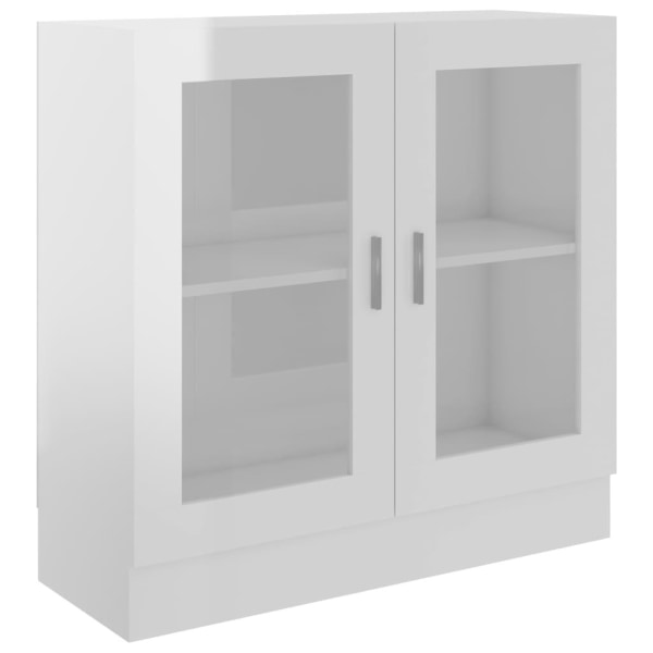 vidaXL Vitrinskåp vit högglans 82,5x30,5x80 cm konstruerat trä Vit