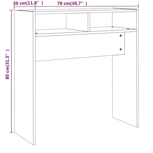 vidaXL Avlastningsbord rökfärgad ek 78x30x80 cm konstruerat trä Brun