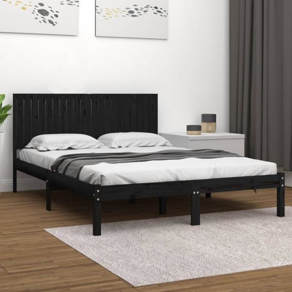 vidaXL Sängram svart massiv furu 200x200 cm Svart