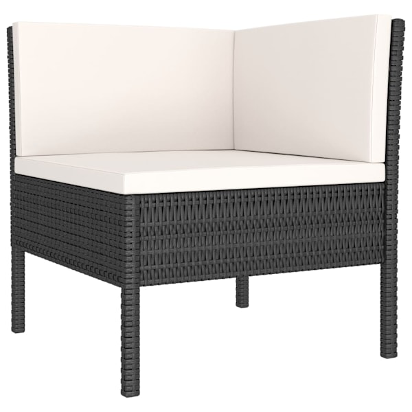 vidaXL Loungeset med dynor 6 delar svart konstrotting Svart