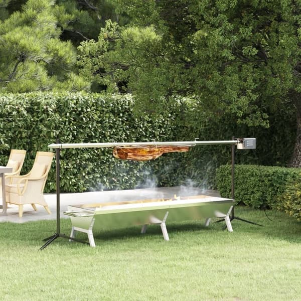 vidaXL Grillbricka silver 158x42x31 cm rostfritt stål Silver