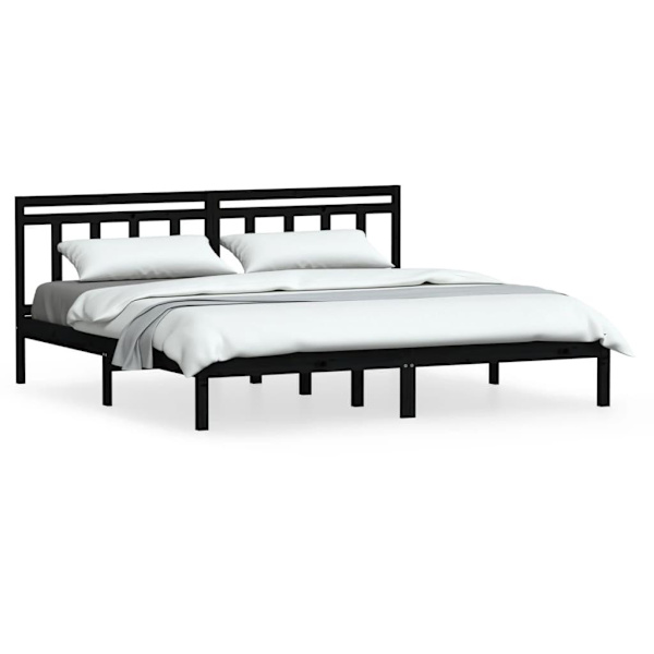 vidaXL Sängram svart massiv furu 200x200 cm Svart