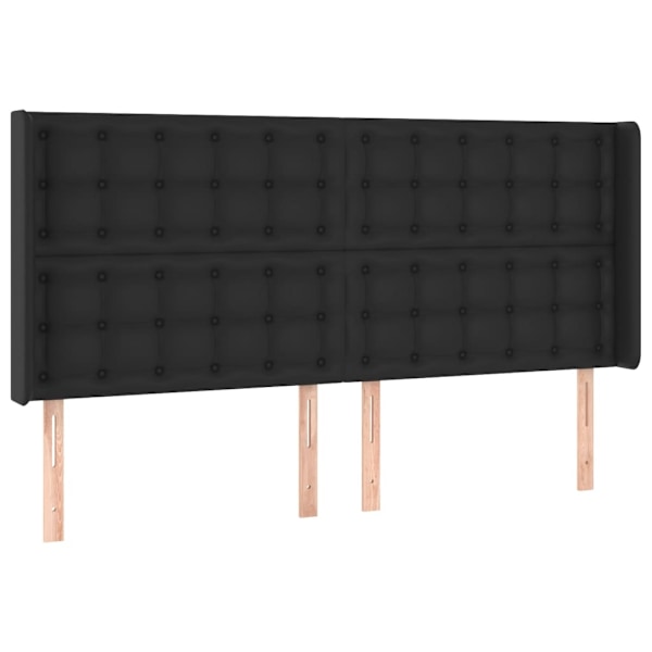 vidaXL Sänggavel med kanter svart 183x16x118/128 cm konstläder Svart