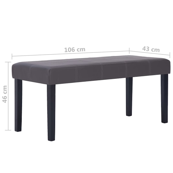 vidaXL Bänk 106 cm konstläder grå grå