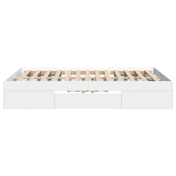 vidaXL Sängram vit 135x190 cm konstruerat trä Vit